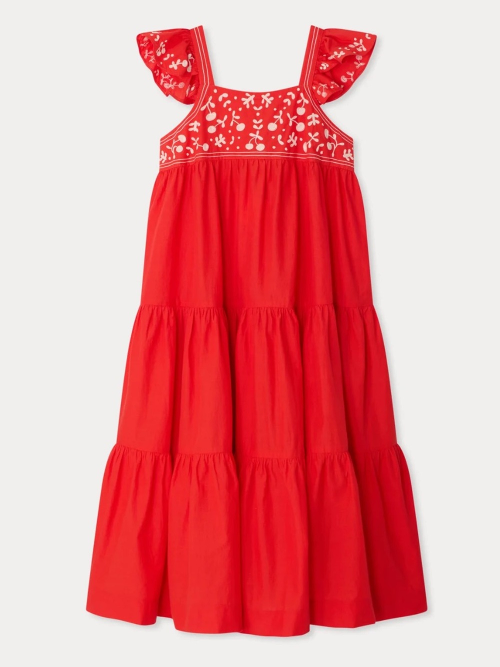 Bonpoint Cora hand-embroidered dress with ruffles in organic cotton NWT